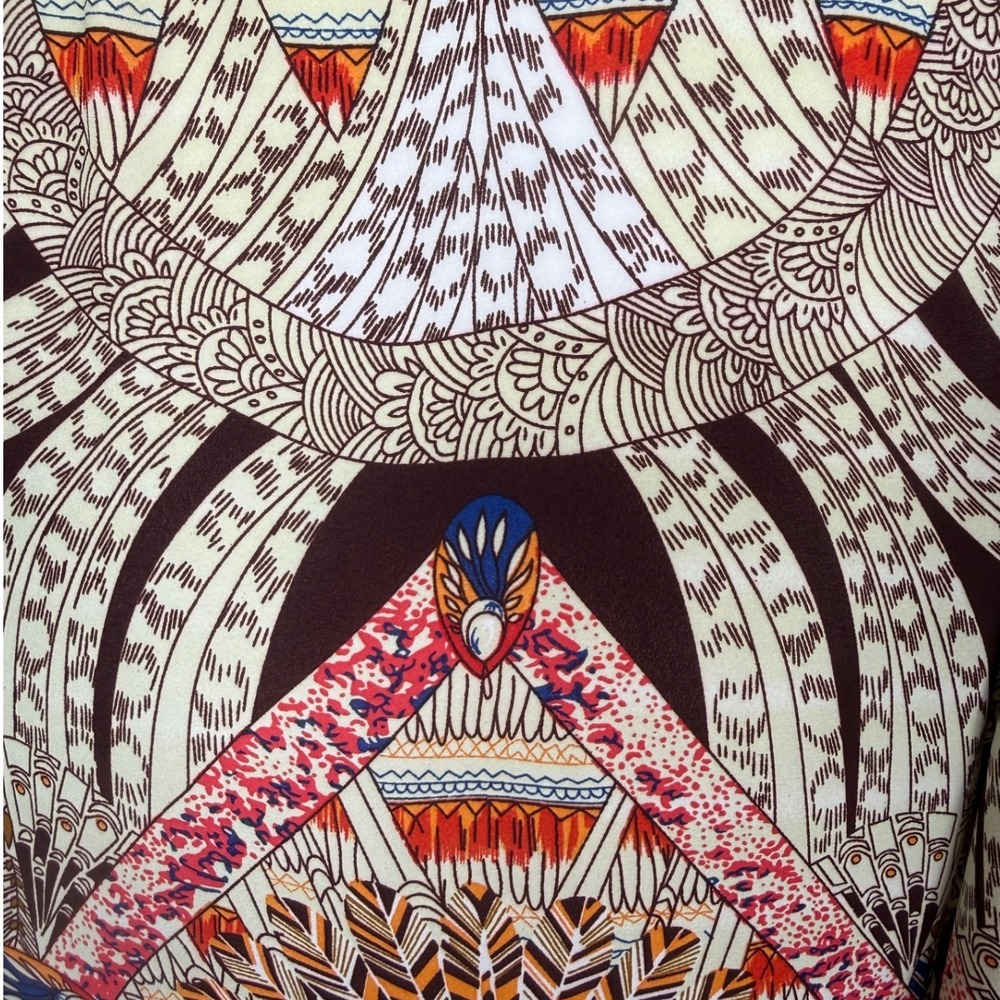 Umgee Tunic‎ Dress Womens Large Multi Color Boho Geometric Tribal V-Neck - Picture 4 of 7